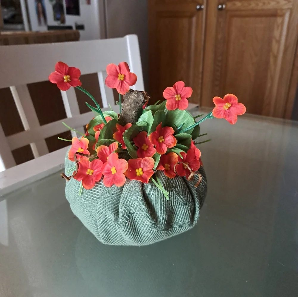 Decorative Floral Pumpkin with Red Flowers 20